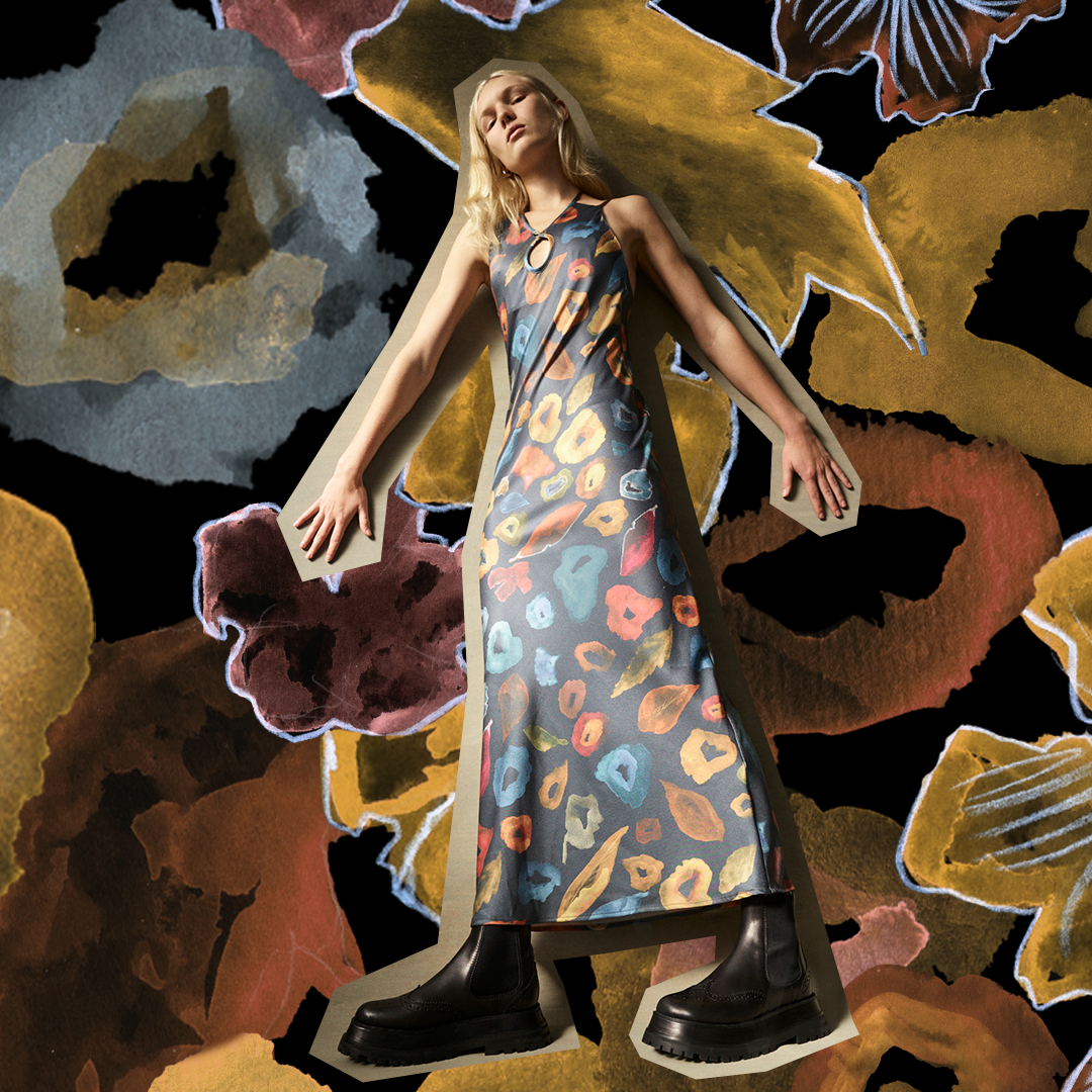 Wynn hamlyn x Brogan Scott Print Loop Slip Dress